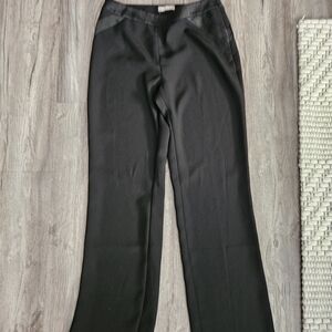 Black Wide Leg Dress Pants – Satin Waist Detail – Size 6